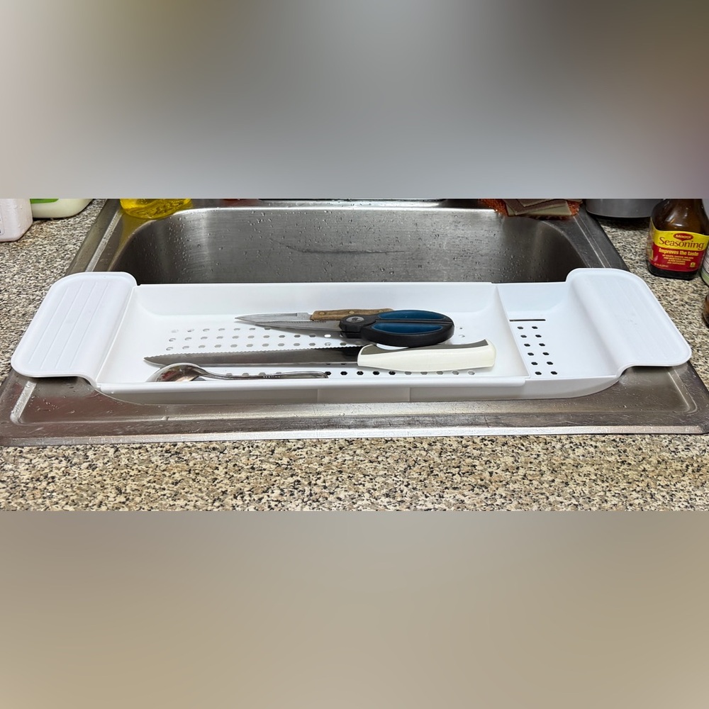 Multi-Tool Kitchen Set with White Tray  adjust 30.5 inches length 7 inches  wide